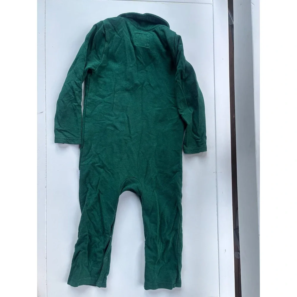 Little Sleepies Play Polo Romper Green French Terry 12-18 Months